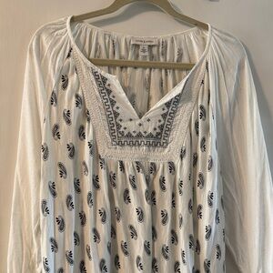 Vintage America White Blouse with Black/navy Paisley Design